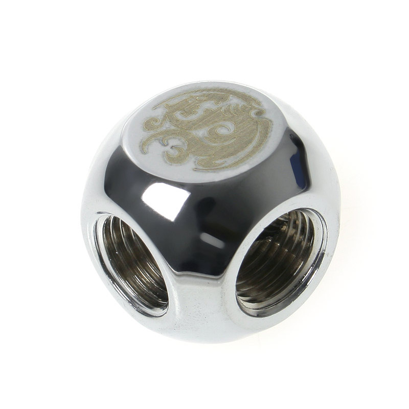 Bitspower Adapter T-Splitter 3x G1/4 Zoll IG - silber glänzend