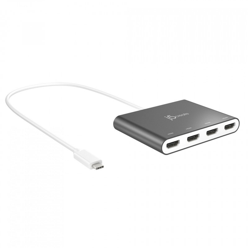 j5create JCA366-N USB-C™ to 4-Port HDMI™ Multi-Monitor Adapter Silver