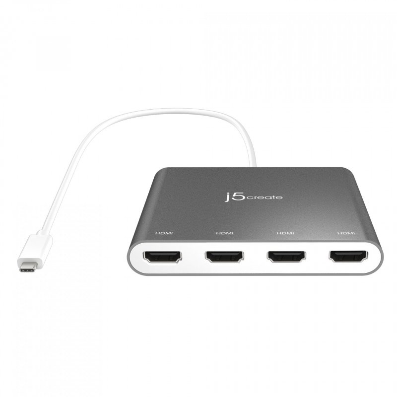 j5create JCA366-N USB-C™ to 4-Port HDMI™ Multi-Monitor Adapter Silver