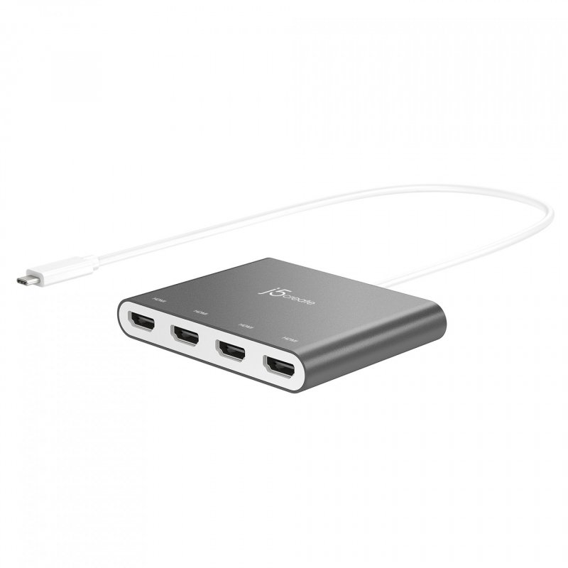 j5create JCA366-N USB-C™ to 4-Port HDMI™ Multi-Monitor Adapter Silver