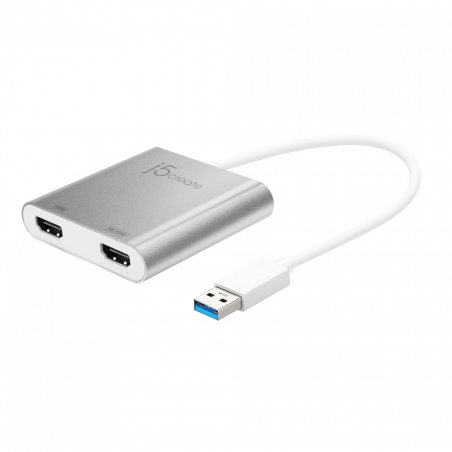 j5create JUA365 USB™ 3.0 to Dual HDMI Multi-Monitor Adapter Silver