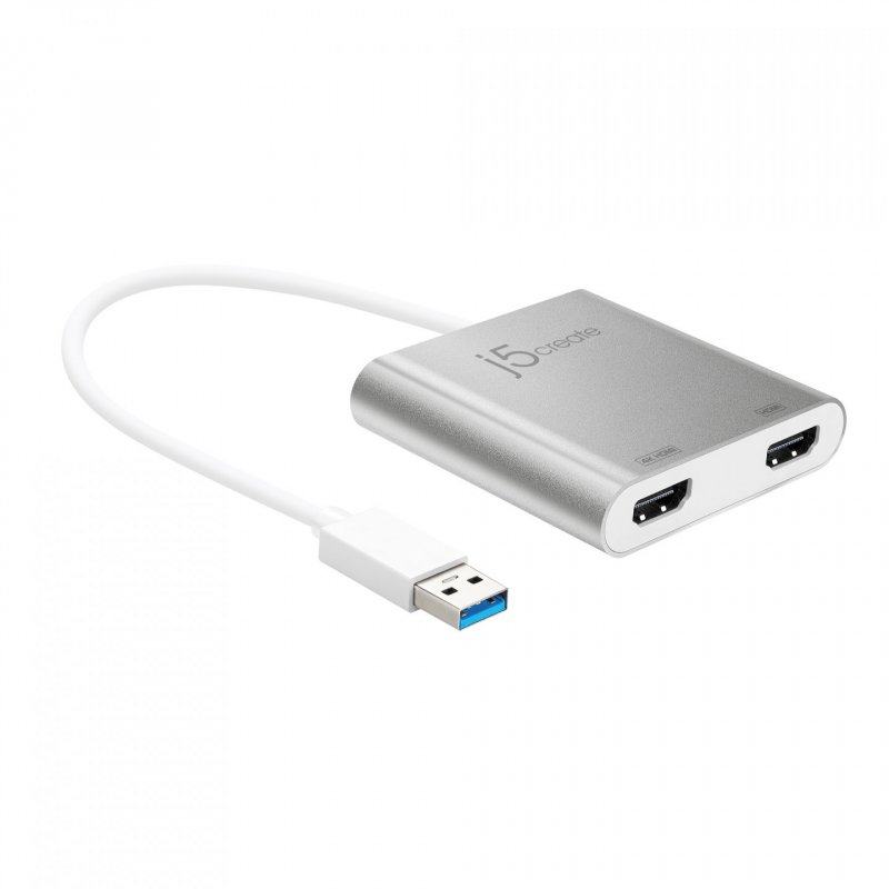 j5create JUA365 USB™ 3.0 to Dual HDMI Multi-Monitor Adapter Silver