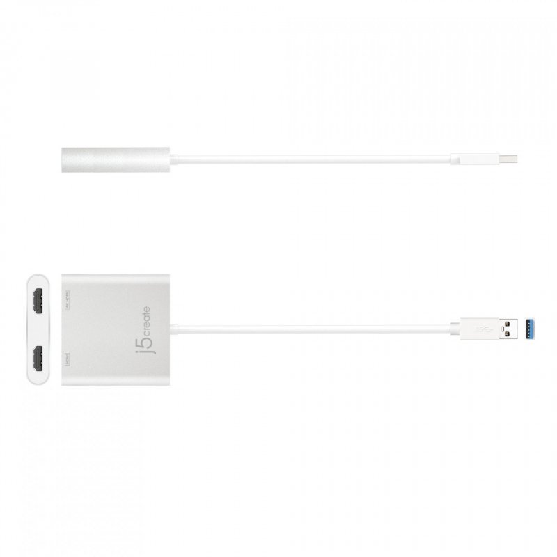 j5create JUA365 USB™ 3.0 to Dual HDMI Multi-Monitor Adapter Silver