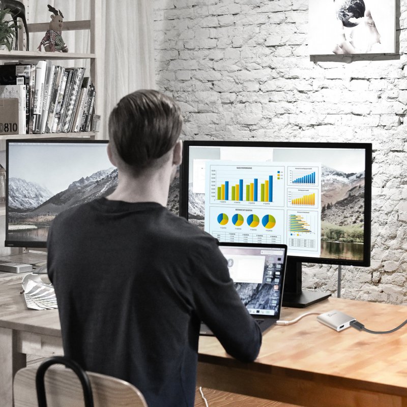 j5create JUA365 USB™ 3.0 to Dual HDMI Multi-Monitor Adapter Silver