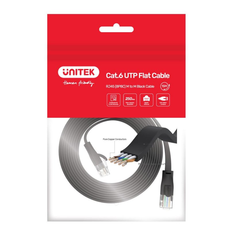 UNITEK C1811GBK câble de réseau Noir 3 m Cat6