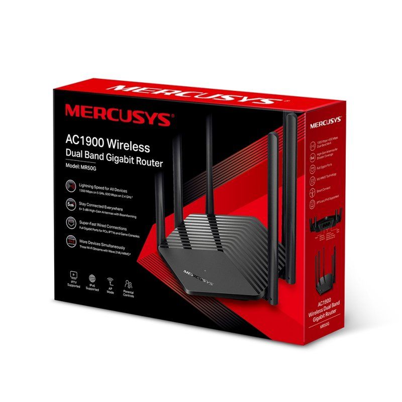 Mercusys MR50G routeur sans fil Gigabit Ethernet Bi-bande (2,4 GHz / 5 GHz) Noir