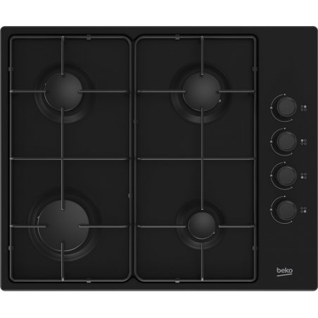 Beko HIBG64120SB plaque Noir Intégré 60 cm Gaz 4 zone(s)