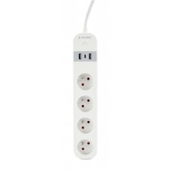 Gembird TSL-PS-F4U-01-W Smart power strip 4 AC outlet(s) Type F 1.5 m 3 3680 W White