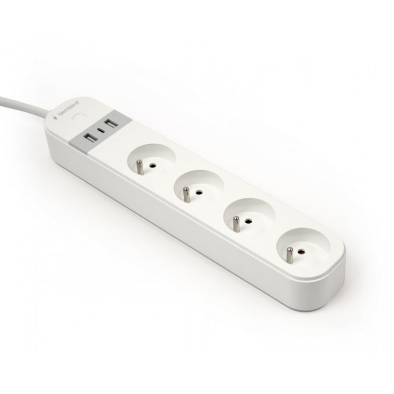 Gembird TSL-PS-F4U-01-W Smart power strip 4 AC outlet(s) Type F 1.5 m 3 3680 W White