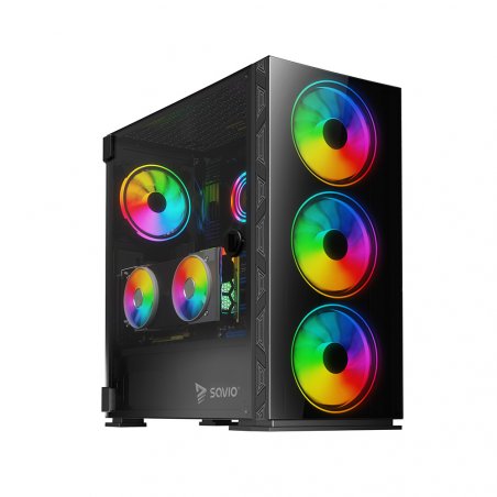 Savio PC Case Prime X1 ARGB Glass Black Midi Tower
