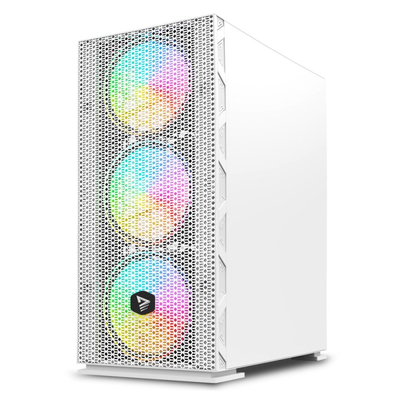 Savio Raptor White X1 ARGB Glass/Mesh White Computer Case Midi Tower