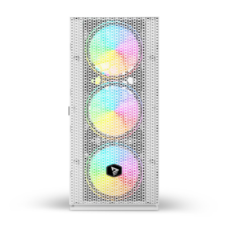 Savio Raptor White X1 ARGB Glass/Mesh White Computer Case Midi Tower Blanc