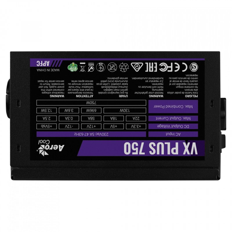 POWER SUPPLY AEROCOOL PGS VX-750PLUS 750W 80 BOX