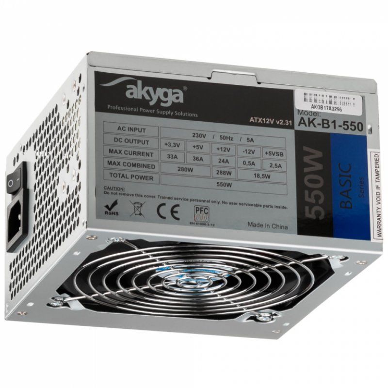 Akyga AK-B1-550 power supply unit 550 W 20 4 pin ATX ATX Grey