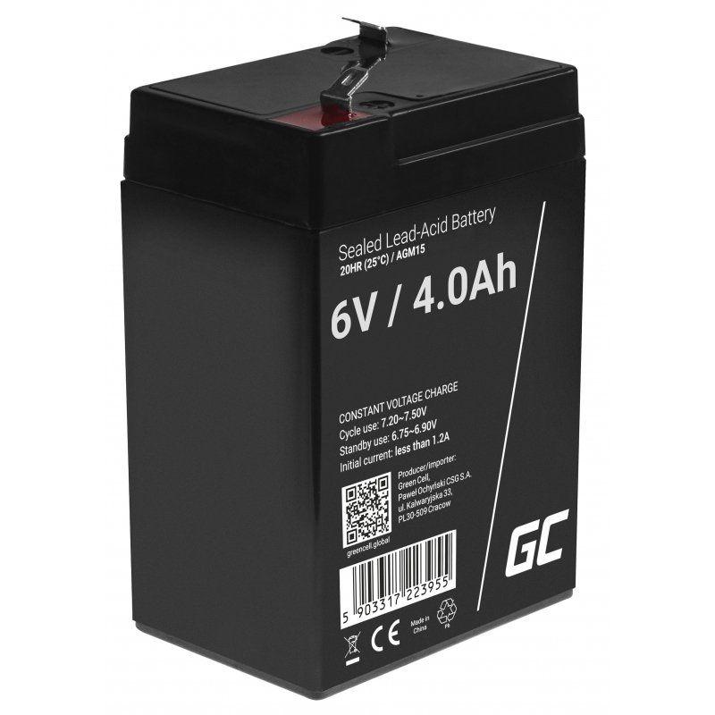 Green Cell AGM15 Batterie de l'onduleur Sealed Lead Acid (VRLA) 6 V 4 Ah