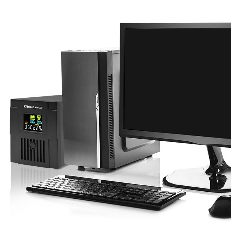 Qoltec 53770 alimentation d'énergie non interruptible Interactivité de ligne 1,5 kVA 900 W 2 sortie(s) CA