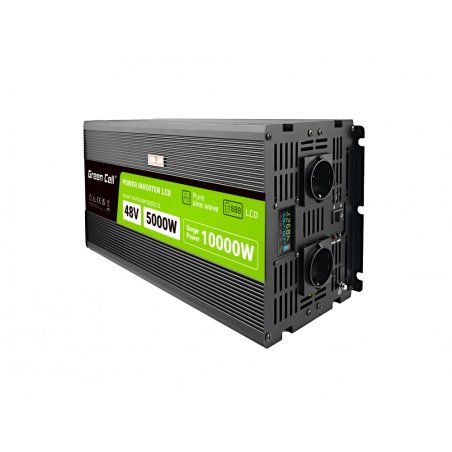 Green Cell KFZ Spannungswandler Power Inverter 48V 230V 5000W/10000W 2x Steckdose/Display Black