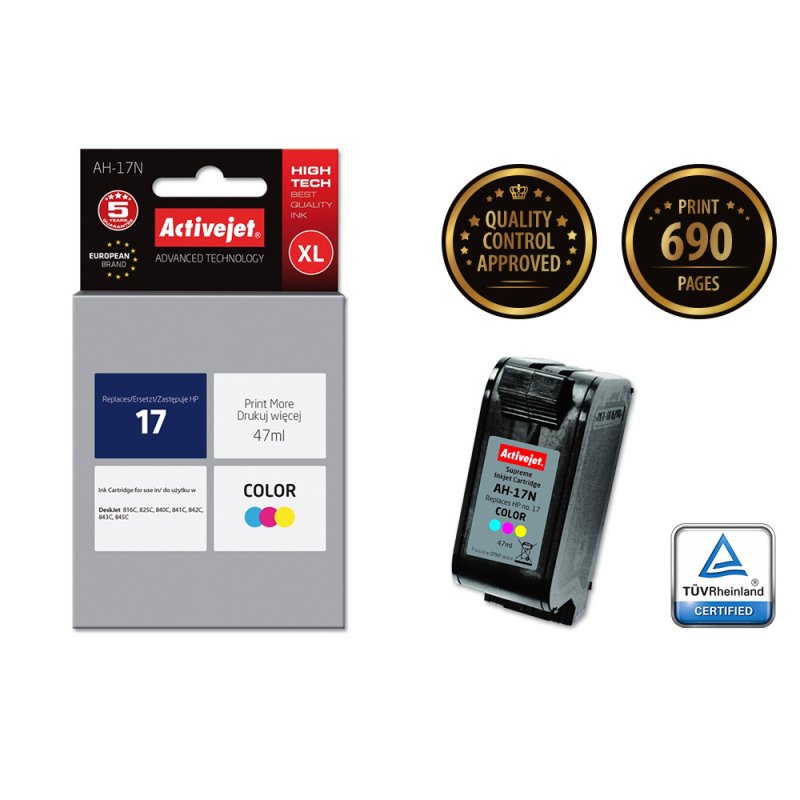 Activejet Encre AH-17N (remplacement HP 17 C6625A Suprême 47 ml couleur)
