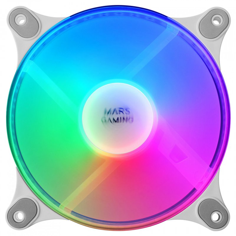 Mars Gaming MF-DUO Kit 2 FRGB Rainbow 360° Fans Ultra-quiet Dual Connection 3PIN 4PIN White