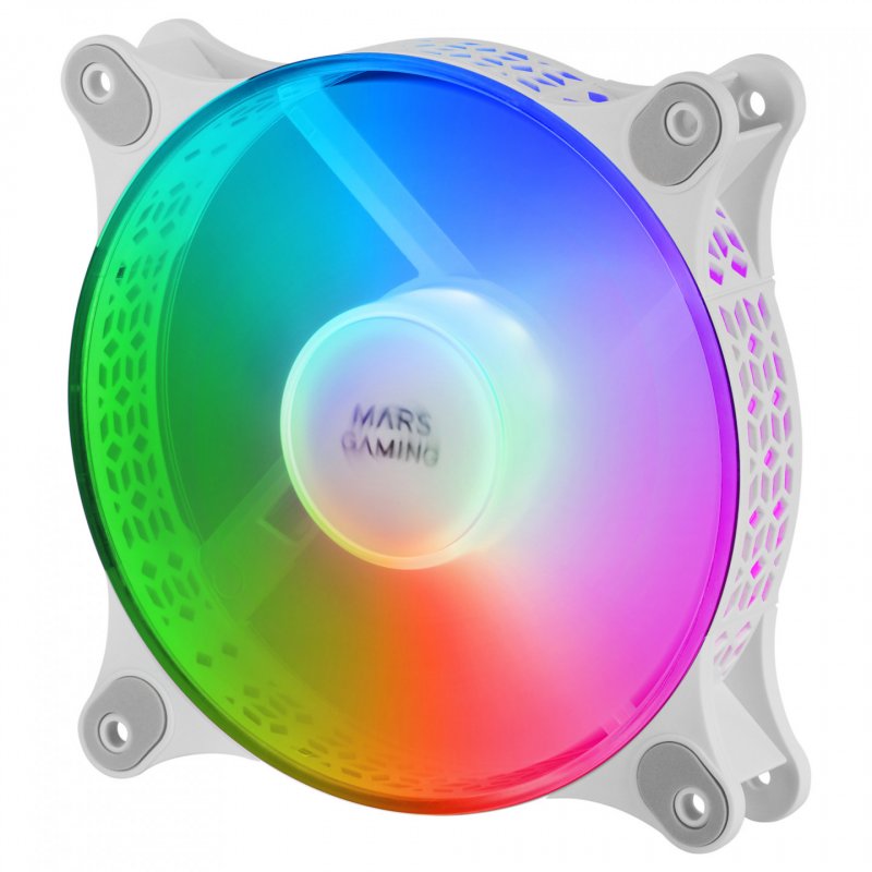 Mars Gaming MF-DUO Kit 2 FRGB Rainbow 360° Fans Ultra-quiet Dual Connection 3PIN 4PIN White