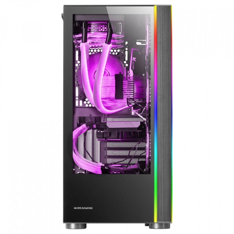 Mars Gaming MC-ULTRA Black Custom XXL E-ATX Gaming Tower Dual ARGB LED Stripes Dual Tempered Glass Windows Dual