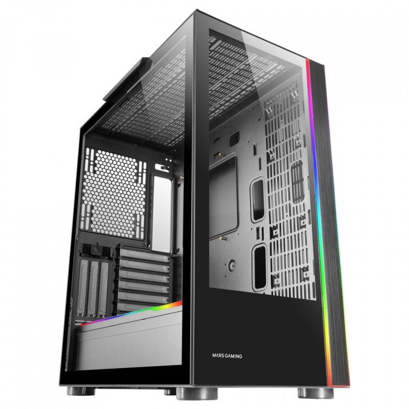 Mars Gaming MC-ULTRA Black Custom XXL E-ATX Gaming Tower Dual ARGB LED Stripes Dual Tempered Glass Windows Dual