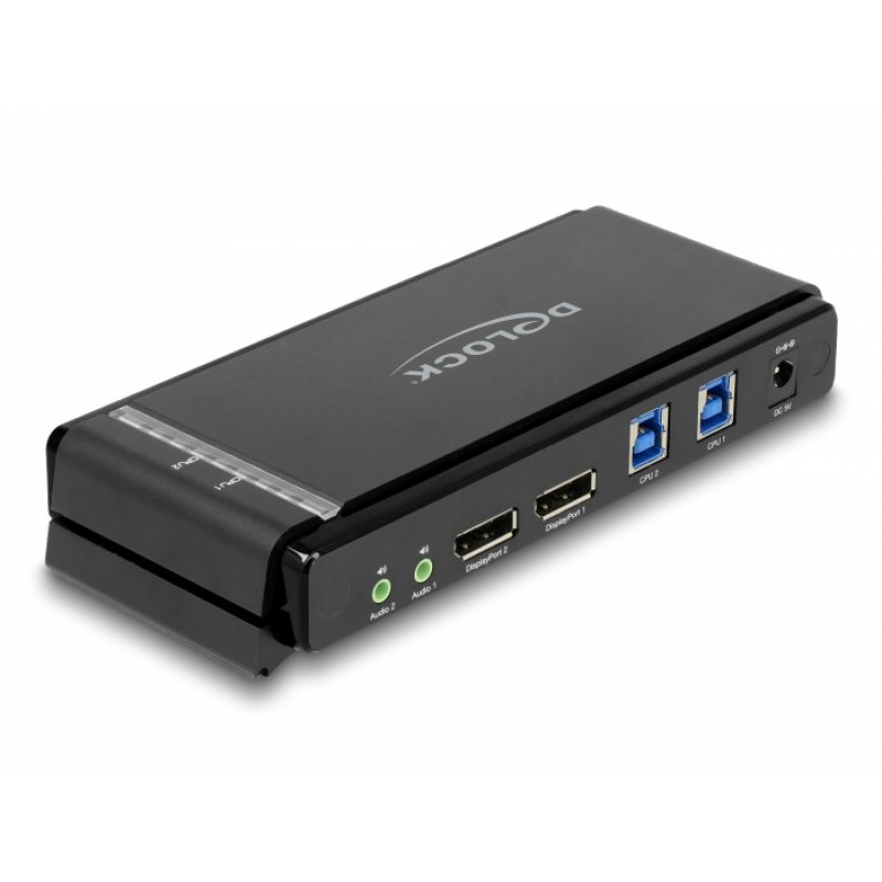 DisplayPort 1.4 KVM Switch, 8K 60Hz, USB 3.2 Gen 1, Audio (grau/schwarz)