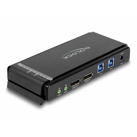 DisplayPort 1.4 KVM Switch, 8K 60Hz, USB 3.2 Gen 1, Audio (grau/schwarz)