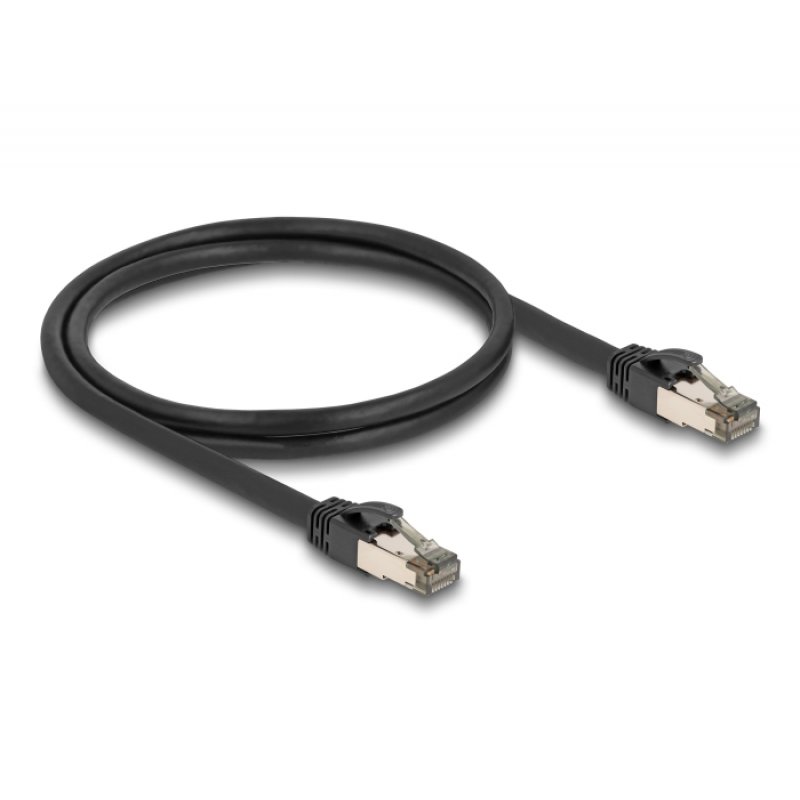 RJ-45 Netzwerkkabel Cat.6a U/FTP ultra flexibel (schwarz, 1 Meter, innerer Edelstahlmantel)