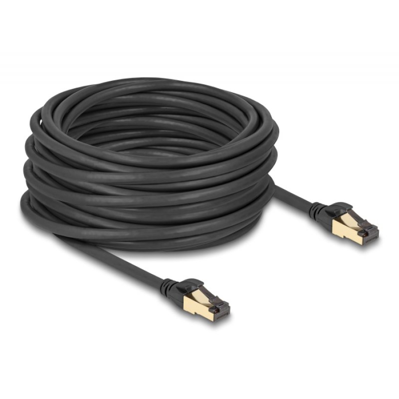 RJ-45 Netzwerkkabel Cat.6a S/FTP, mit Cat.7 Rohkabel (schwarz, 15 Meter, 600 MHz, Industrie- und Outdoor-tauglich)