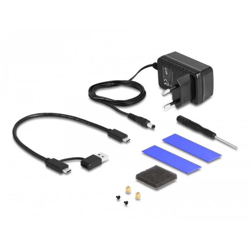 USB Type-C Gehäuse für 1 x M.2 NVMe SSD 1 x 2.5? SATA SSD / HDD (schwarz, mit Klon Funktion)