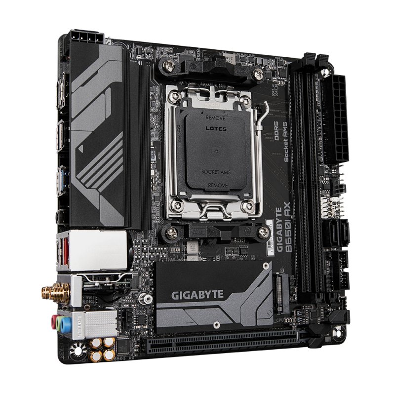Gigabyte B650I AX Motherboard - Supports AMD AM5 CPUs, 5 2 1 Phases Digital VRM, up to 6400MHz DDR5 (OC), 1xPCIe 4.0