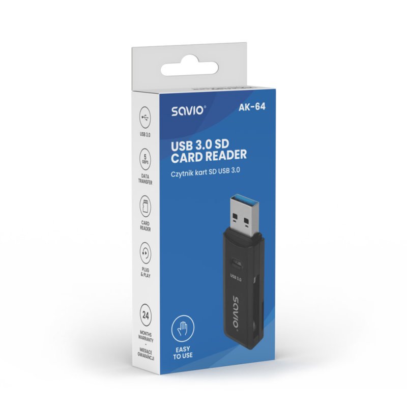 Savio AK-64 carte et adaptateur d'interfaces USB 3.2 Gen 1 (3.1 Gen 1)