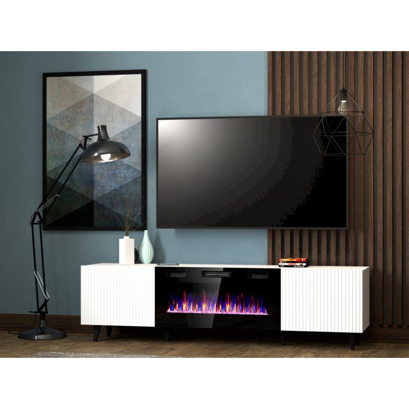 Cama RTV cabinet PAFOS EF with electric fireplace 180x42x49 cm white matt