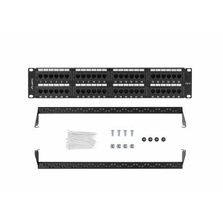 PATCH PANEL LANBERG 48 PUERTOS 2U 19? CAT.6 NEGRO