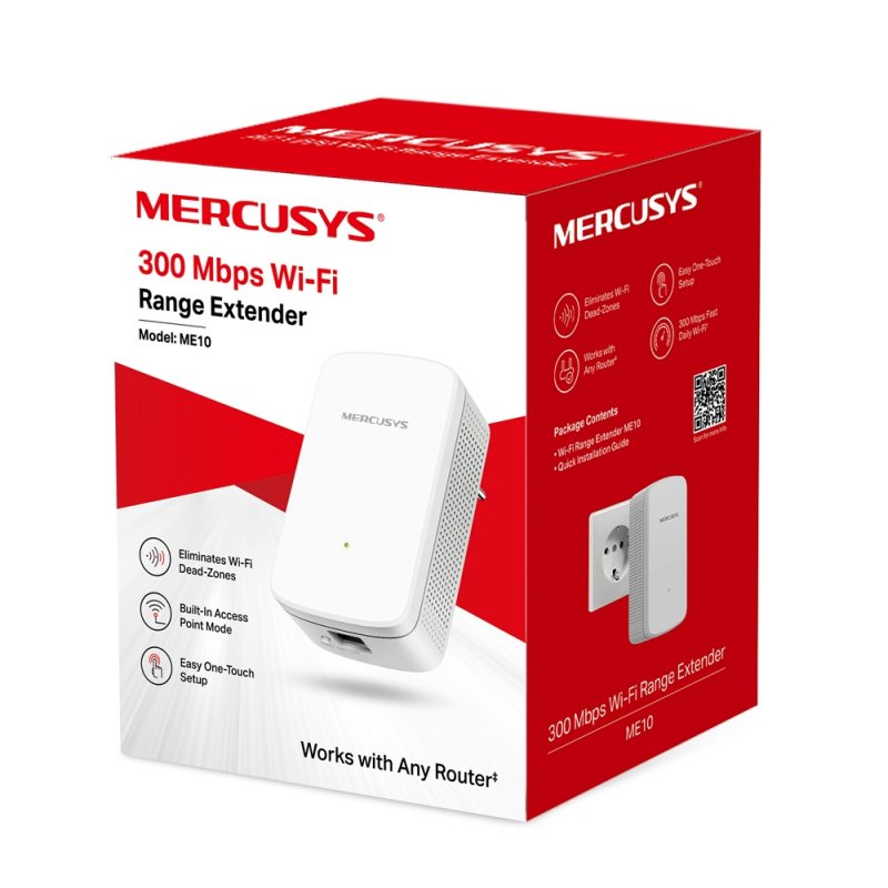 Mercusys ME10 prolongateur réseau Répéteur réseau Blanc 10, 100 Mbit/s
