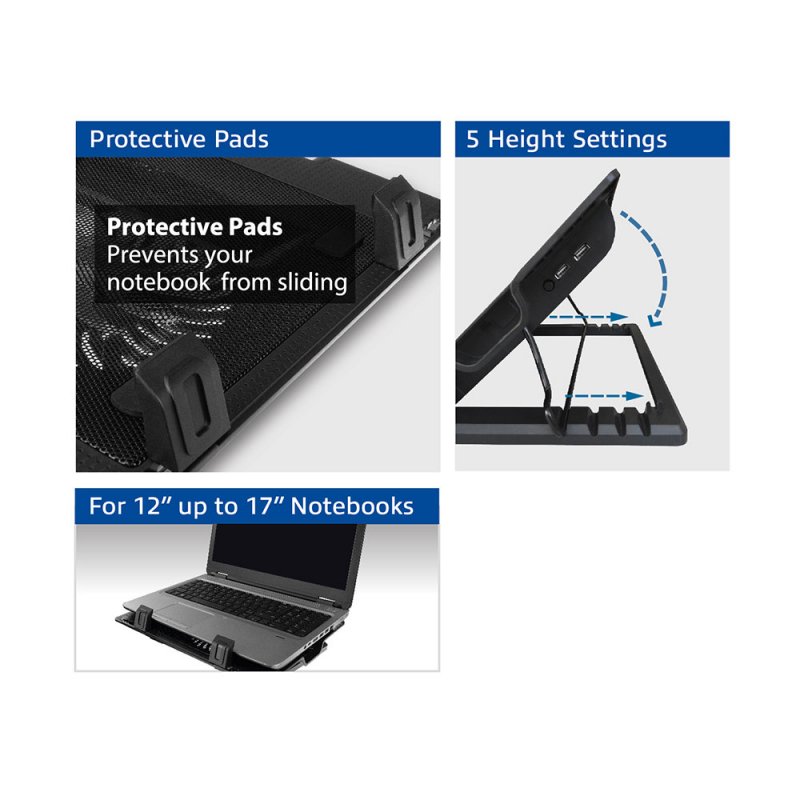 BASE EWENT PORTATIL 1 SILENT SPEED UP TO 17"- 2 PUERTOS USB