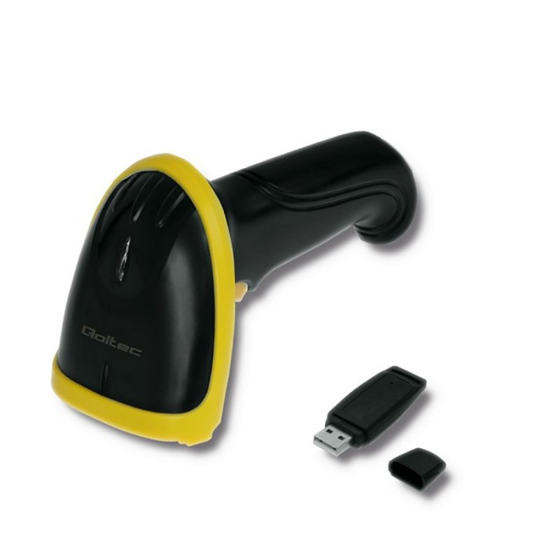 Qoltec 50862 barcode reader Handheld bar code reader 1D Laser Black, Yellow