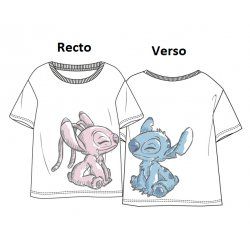 LILO & STITCH - Stitch & Angel - T-Shirt Unisex Blanc (XL)
