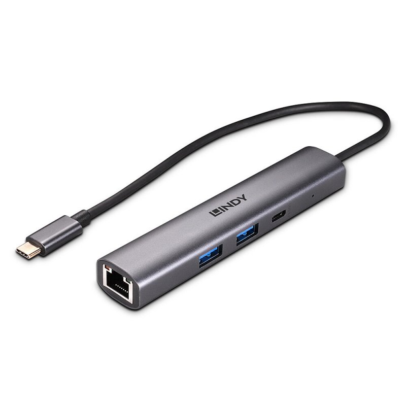 Lindy 43385 hub & concentrateur USB Type-C 10000 Mbit/s Gris
