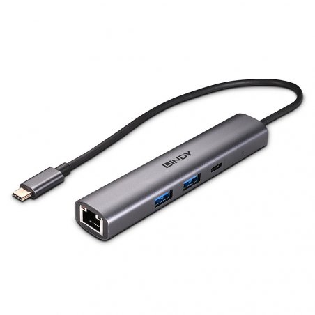 Lindy 43385 hub & concentrateur USB Type-C 10000 Mbit/s Gris