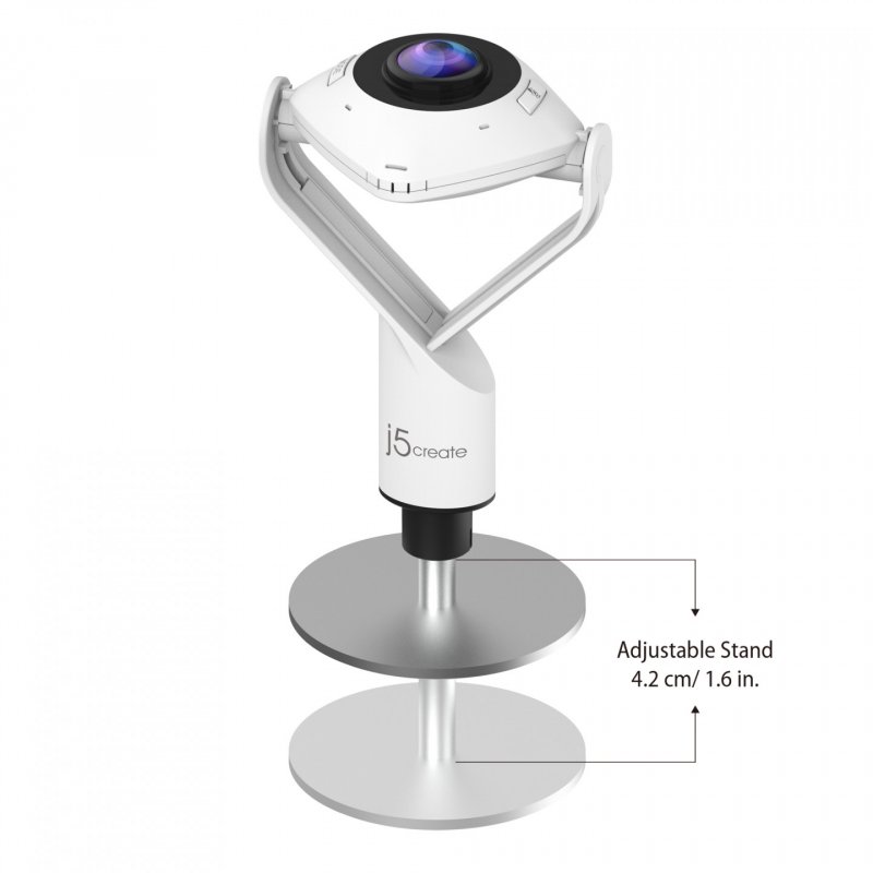 j5create JVCU360 360° All Around Webcam, 1080p Video Capture Resolution, White and Black