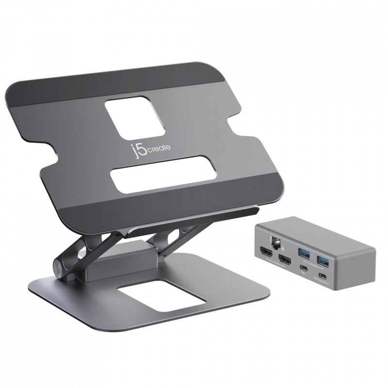 j5create JTS427-N Support pour Ordinateur Multi-Angle avec Dock et Double 4K