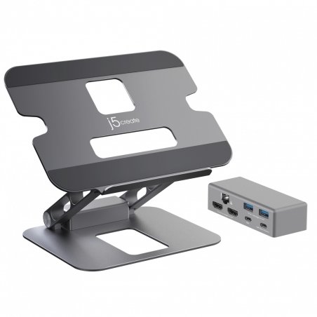 j5create JTS427-N Support pour Ordinateur Multi-Angle avec Dock et Double 4K