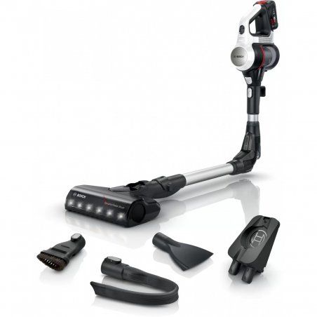 Bosch BBS711W aspirateur balai et balai électrique Batterie Sec Sans sac 0,3 L Noir, Acier inoxydable, Blanc