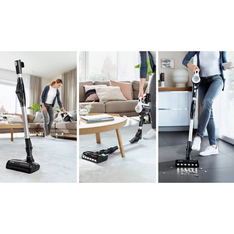 Bosch BBS711W stick vacuum/electric broom Bagless 0.3 L Black Stainless steel White