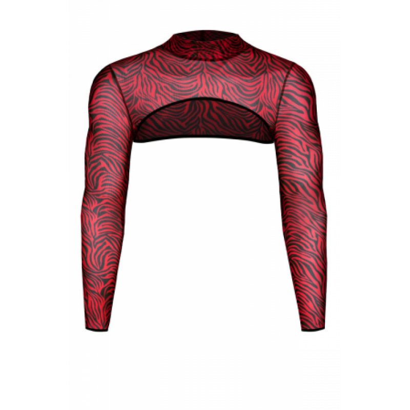 Crop top tulle zébré rouge et noir - Regnes - M - Rouge