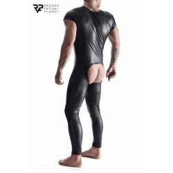 Combinaison ouverte en wetlook - Regnes - XXL - Noir