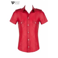 Chemise manches courtes wetlook rouge Carlo - Regnes - M - Rouge
