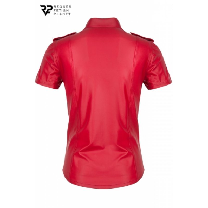 Chemise manches courtes wetlook rouge Carlo - Regnes - M - Rouge